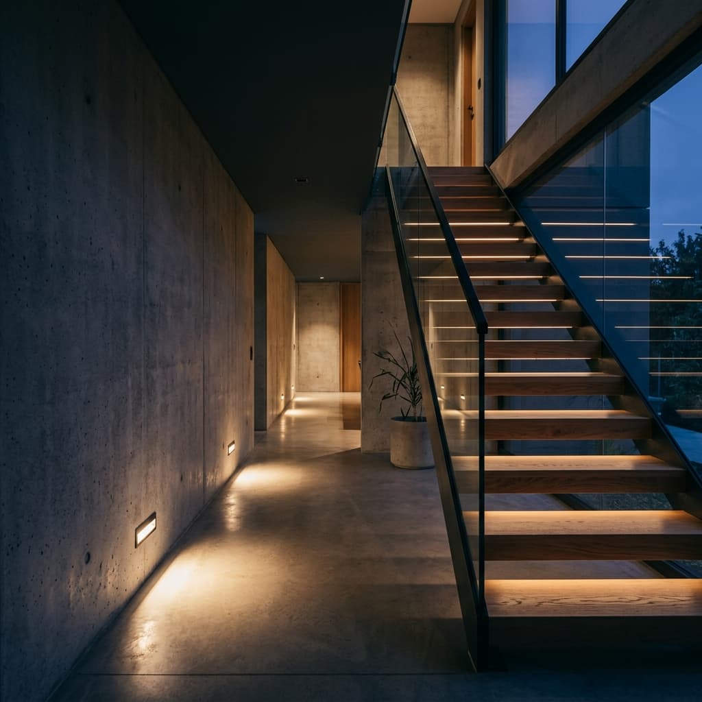 Architekturbeleuchtung an einem Treppenaufgang