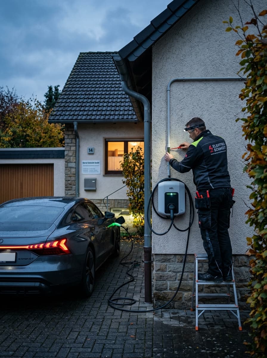 Elektrofachbetrieb bei der Arbeit: Wallbox & E-Mobilität